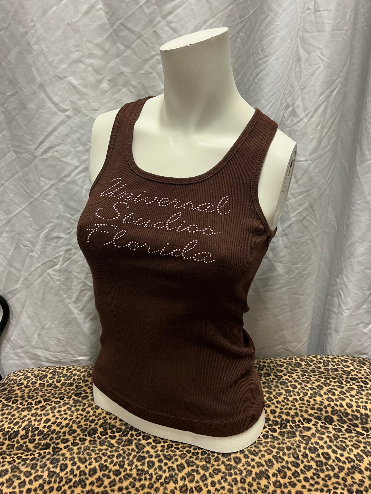 M - Universal Studios Y2K Ribbed Brown Tank Top