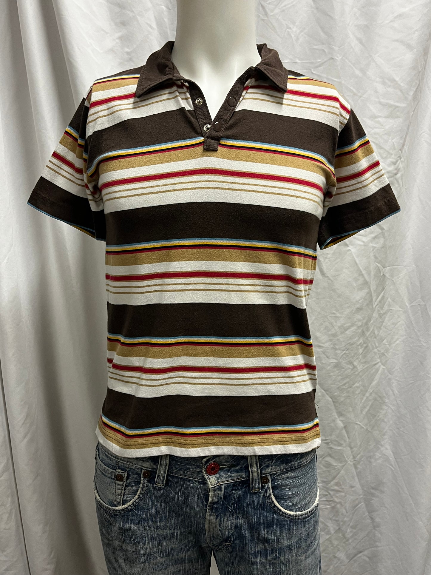 M - Dickie's 2000s Striped Polo Tee