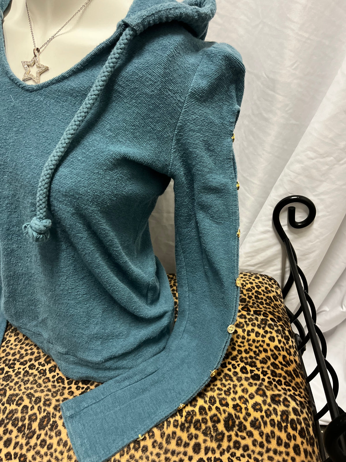 S - Juicy Couture Y2K Button Detail Pullover Hoodie