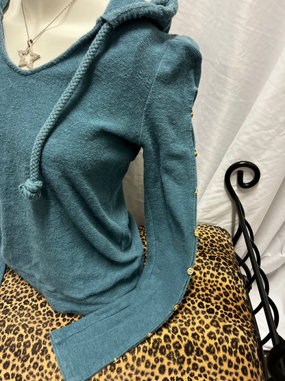 S - Juicy Couture Y2K Button Detail Pullover Hoodie