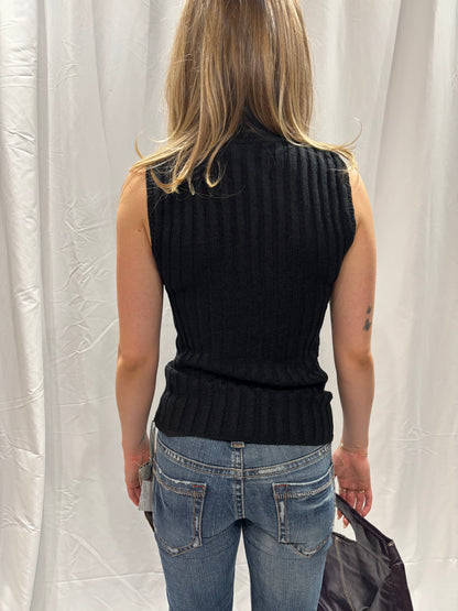 Eastwest Black Sleeveless Turtleneck Top