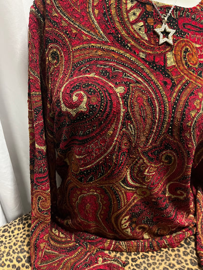L - Nygaard 2000s Red Patterned Blouse