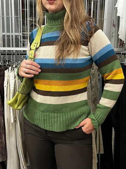 M - Suzy 2000s Striped Knit Turtleneck