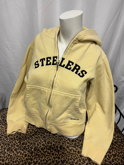 M - Pittsburg Steelers 2000s Spellout Women's Zip Hoodie