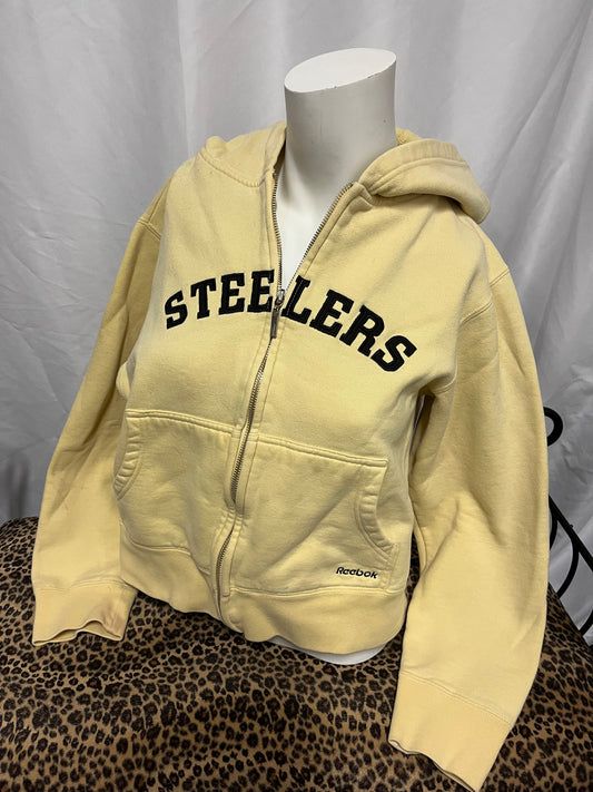 M - Pittsburg Steelers 2000s Spellout Women's Zip Hoodie