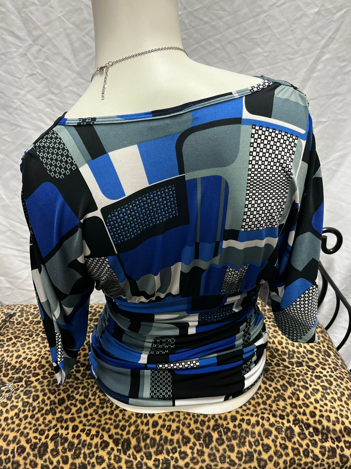 S - Rampage Y2K Blue Patterned Blouse
