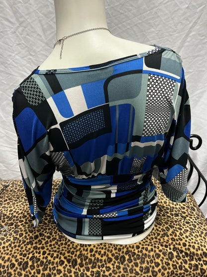 S - Rampage Y2K Blue Patterned Blouse
