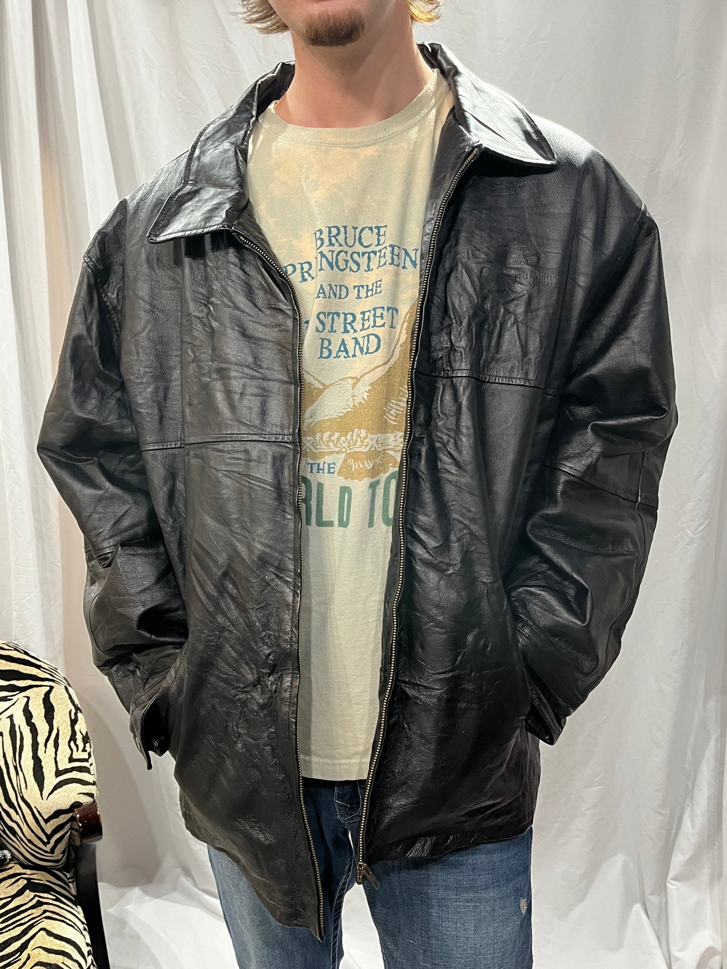3XL - Canada Genuine Sportswear Leather Zip Jacket
