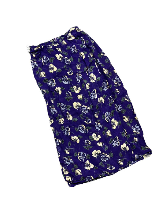 S - 90s Floral Mesh Overlay Maxi Skirt