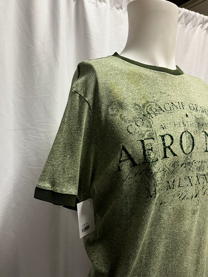 L - Aeropostale Y2K Green Gothic Ringer Tee