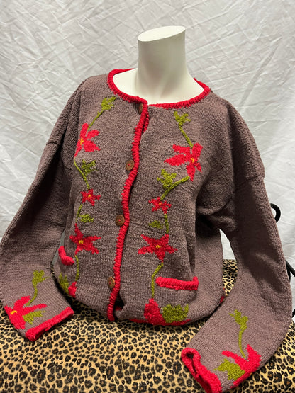 M/L - Altifibers Alpaca Wool Flower Sweater