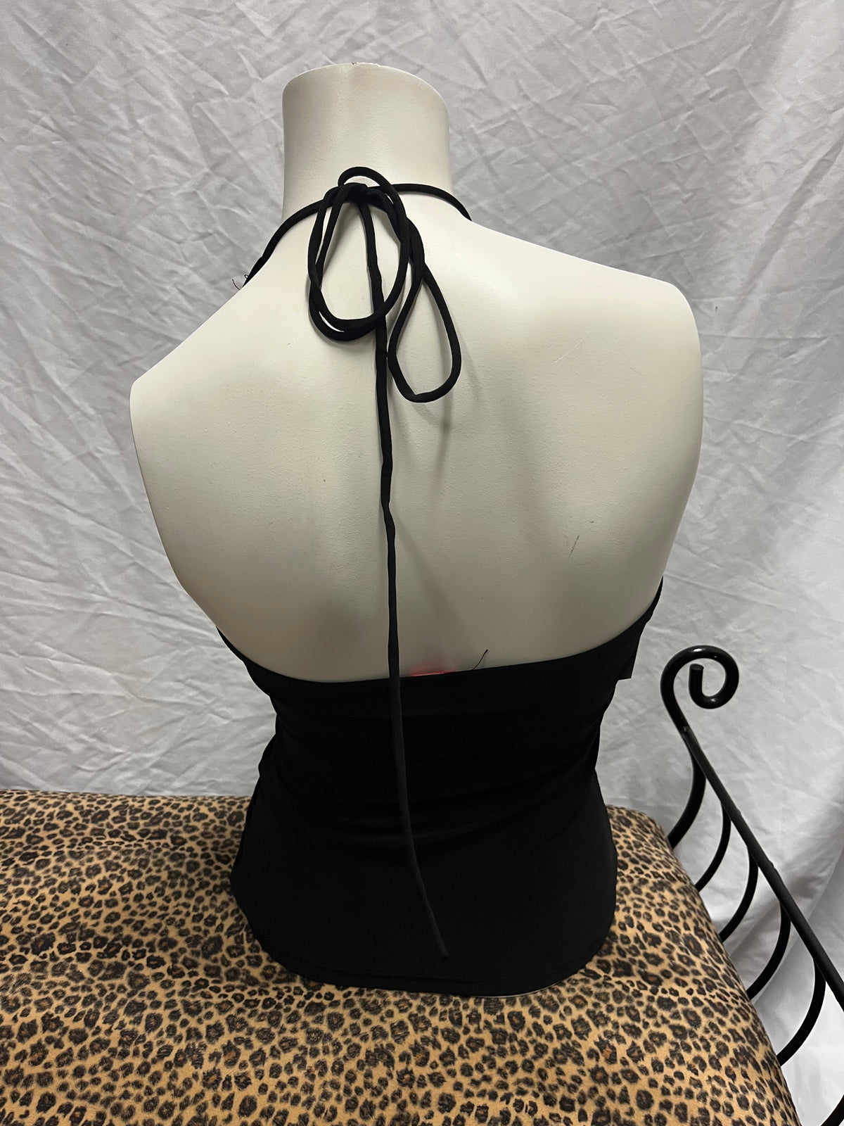 S - Vizio Y2K Cutout + Rhinestone Halter Top