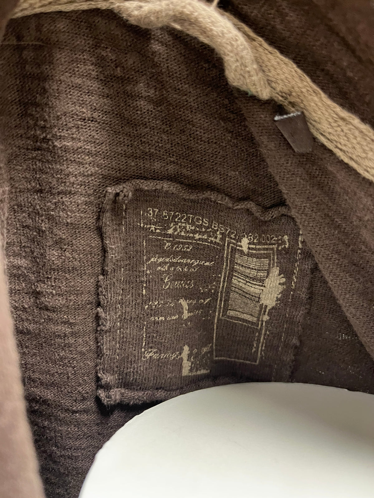 L - Y2K Brown Henley Lightweight Hoodie