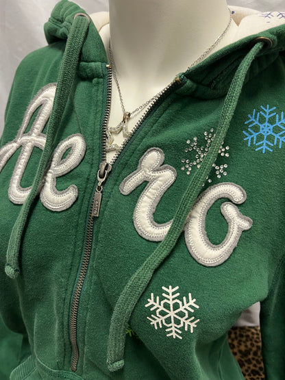 L - Aeropostale 2000s Rhinestone Snowflake Hoodie