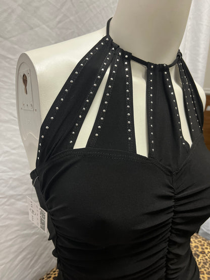 S - Vizio Y2K Cutout + Rhinestone Halter Top