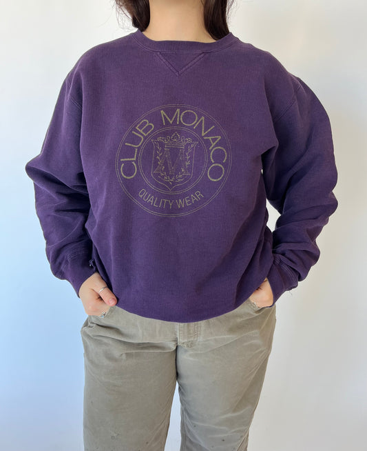 Club Monaco Purple Vintage Crewneck Sweatshirt