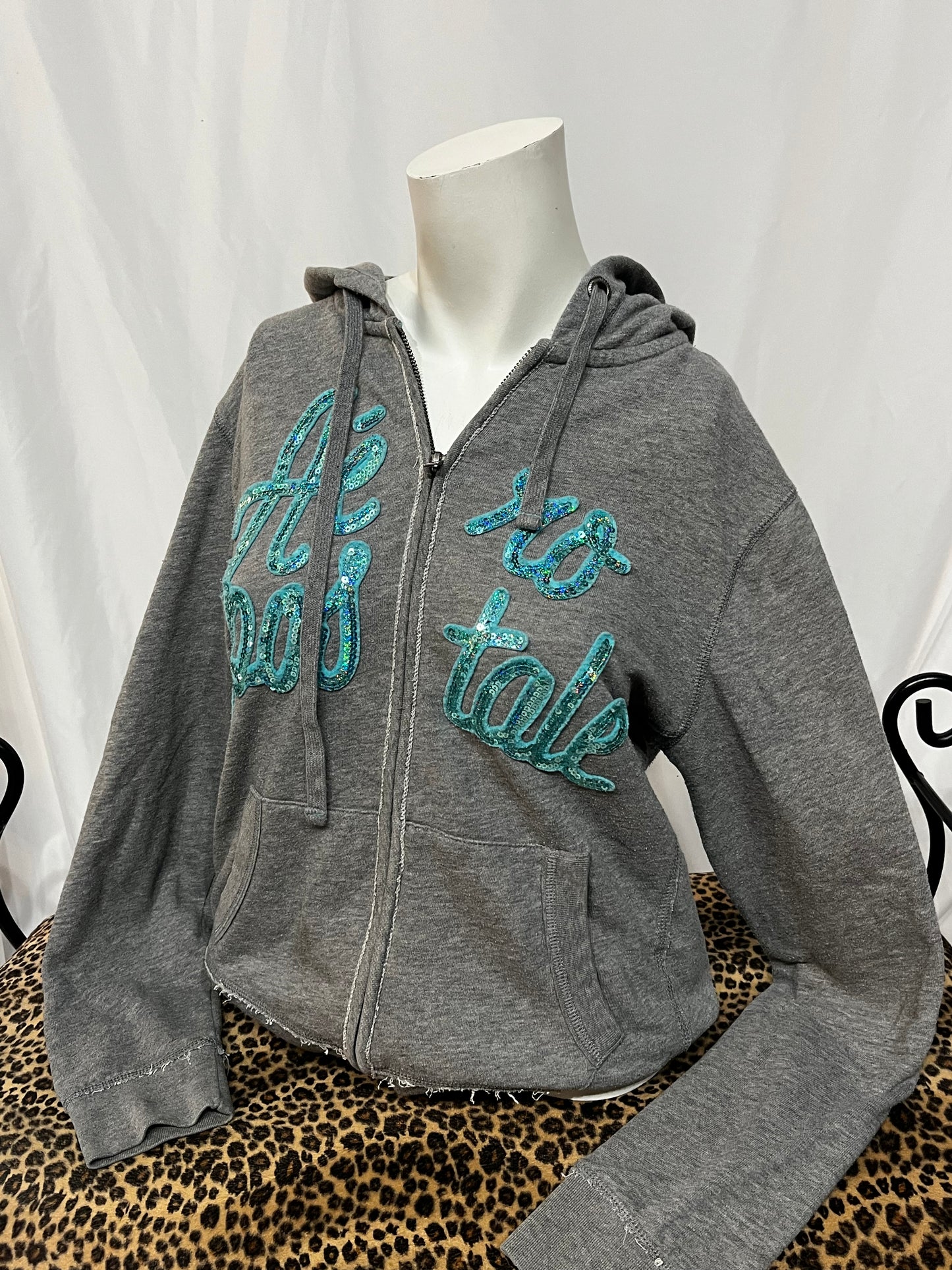 L - Aeropostale 2000s Sequin Zip Hoodie