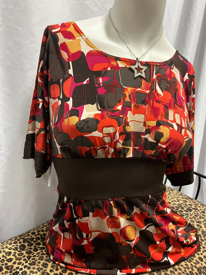 M - Byline Y2K Patterned Tie Back Blouse