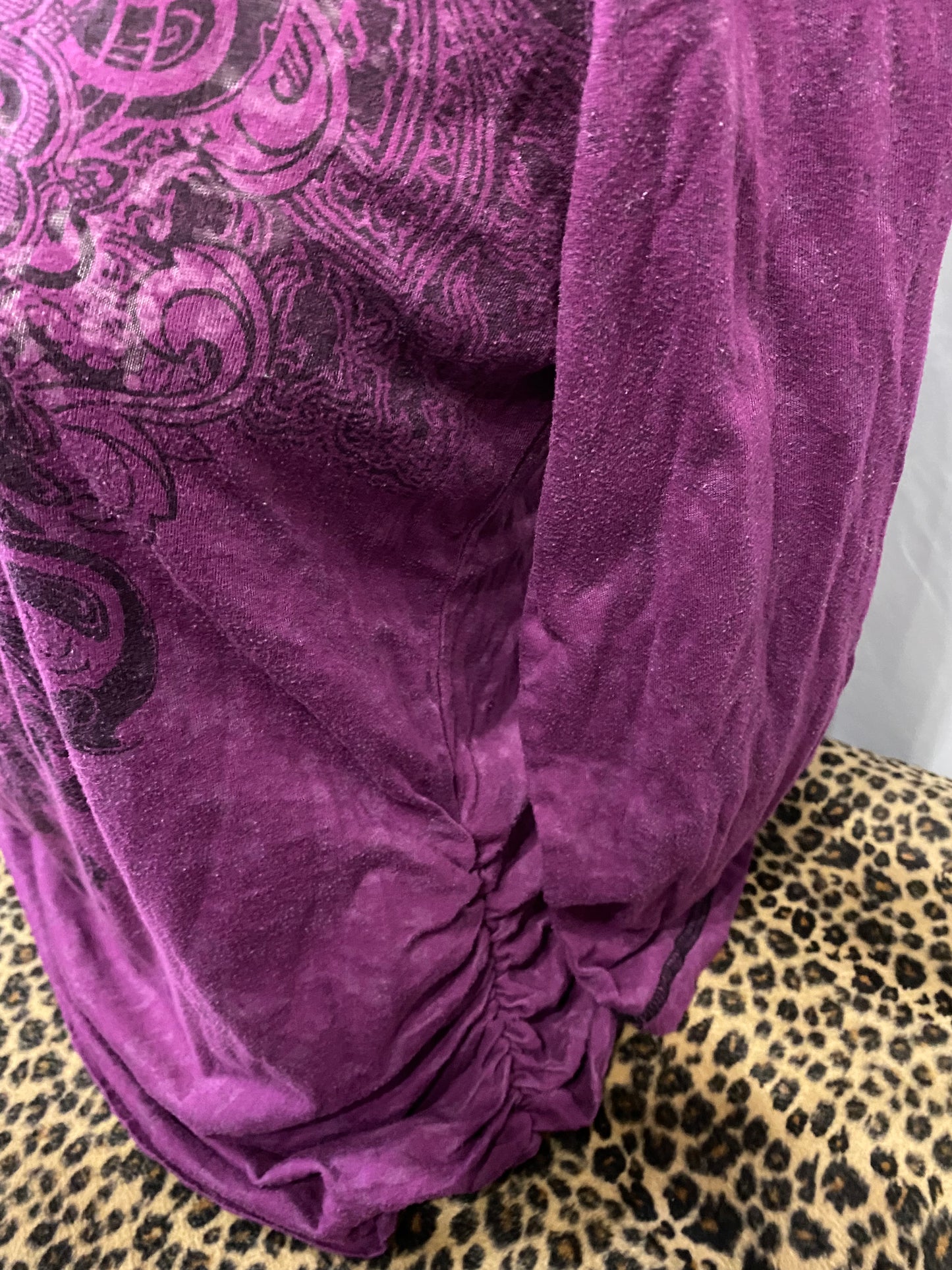 M - Purple Rhinestone Graphic 3/4 Sleeve Top