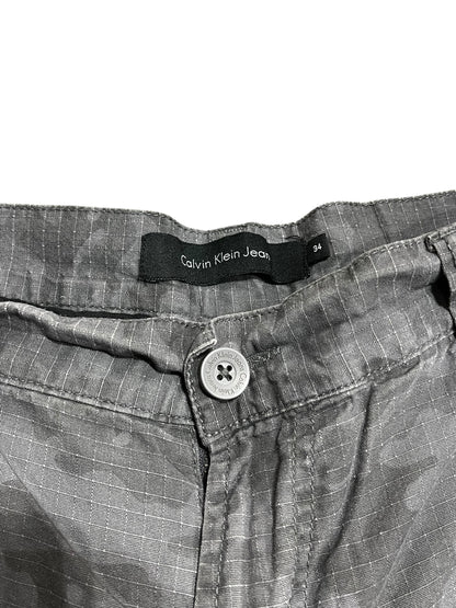 34" - Calvin Klein 2000s Grey Camouflage Cargo Shorts