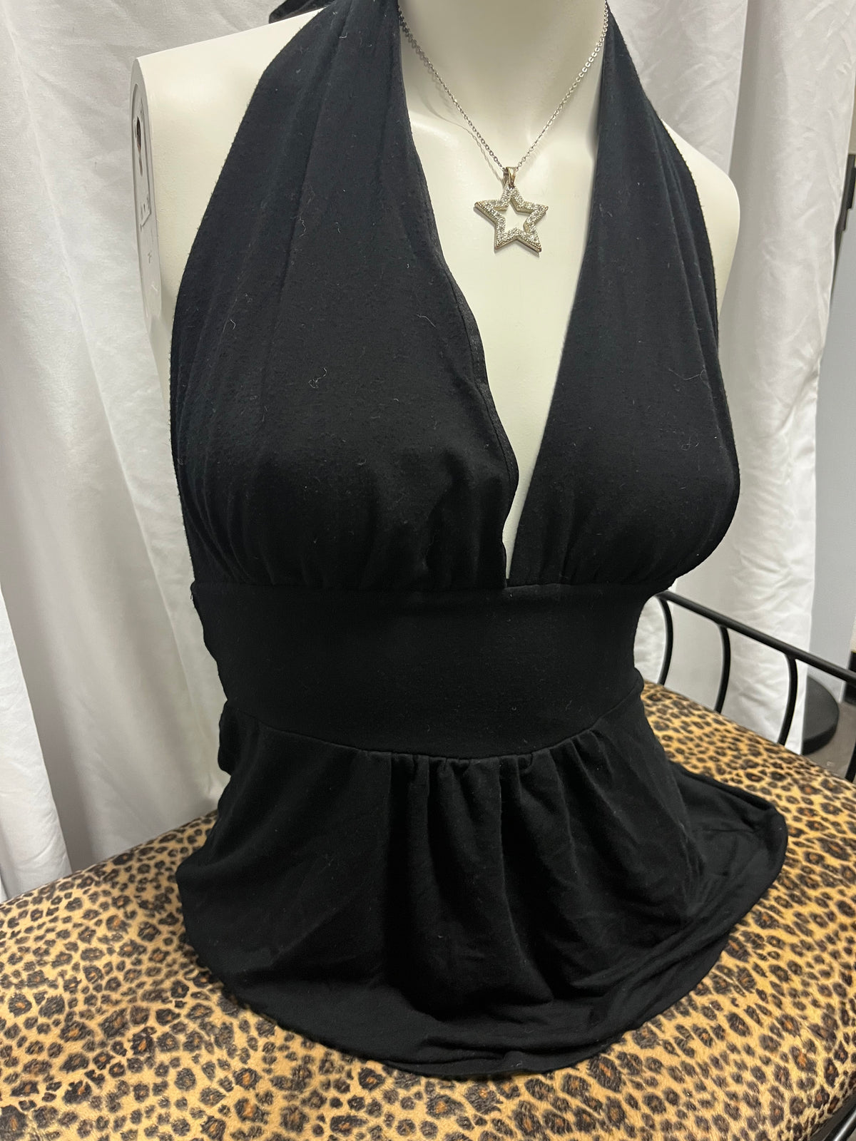 S - Le Chateau Y2K Black Halter Top