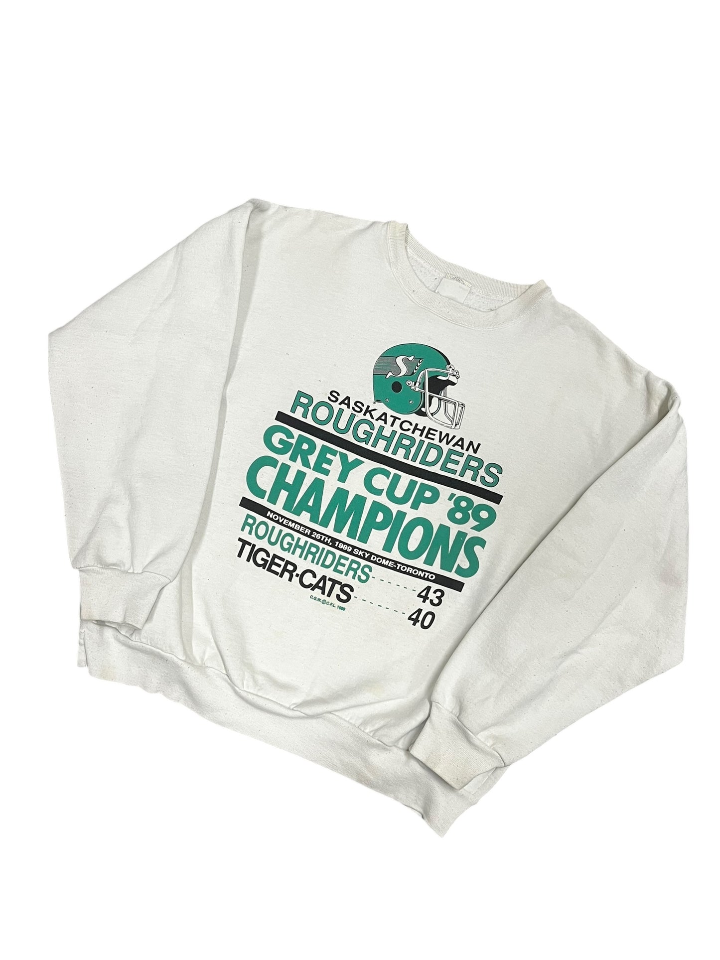 L - 1989 Saskatchewan Roughriders CFL Graphic Crewneck