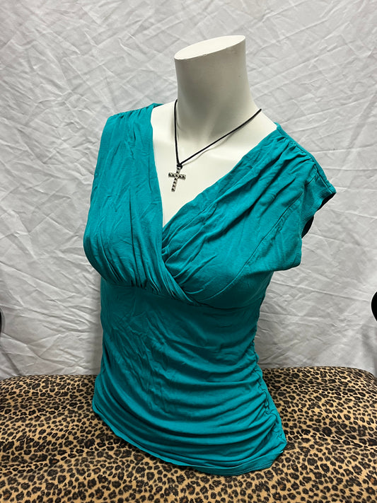 S - I.N.C. 2000s Teal Ruched Blouse