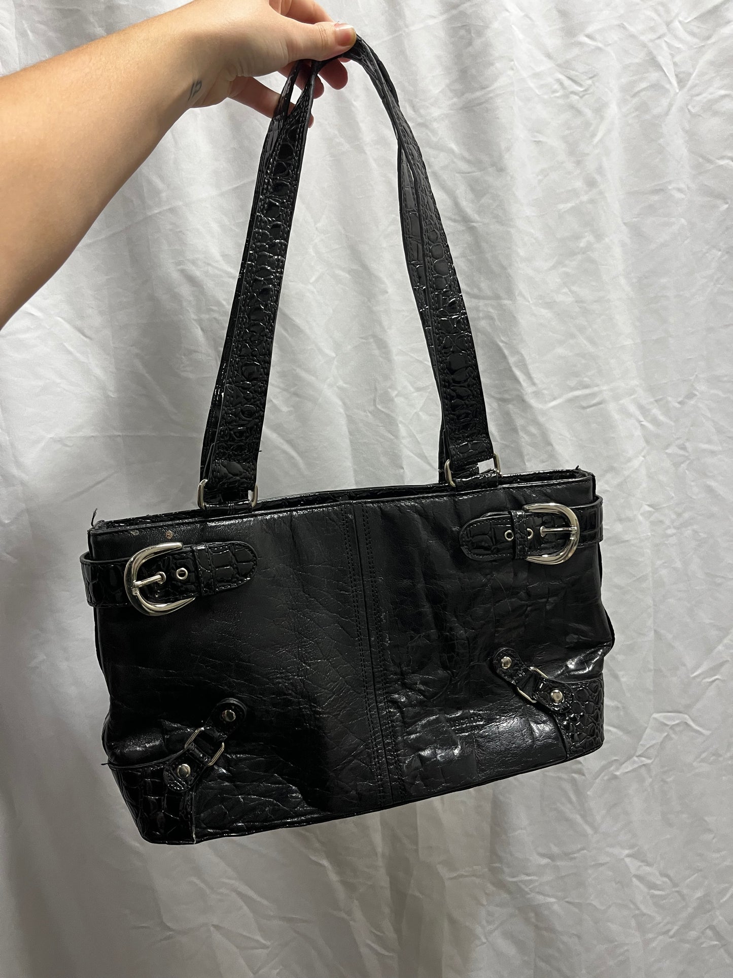 Purse - Tuscan's Buckle Detail Faux Snakeskin Tote