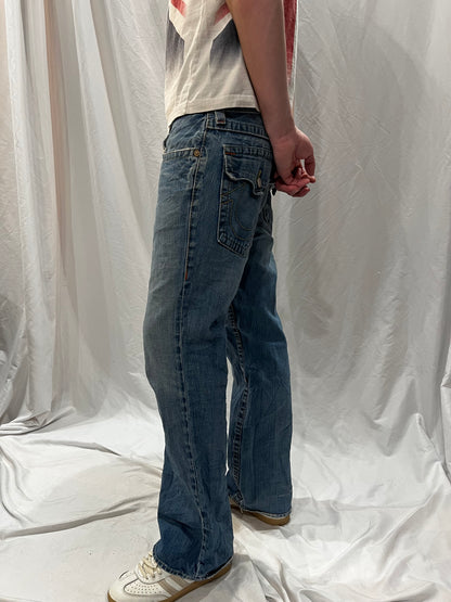 33 x 33" - True Religion Y2K Billy Bootcut Light Wash Men's Jeans