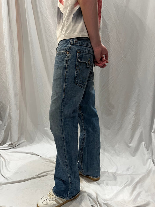 33 x 33" - True Religion Y2K Billy Bootcut Light Wash Men's Jeans
