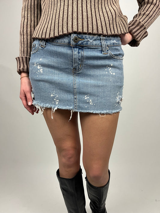 BONGO Y2K Splatter Denim Mini Skirt