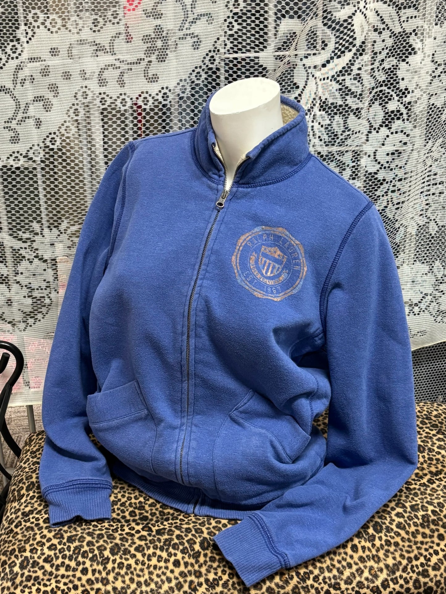 L - Polo Jeans 90s Sherpa Lined Zip Sweatshirt