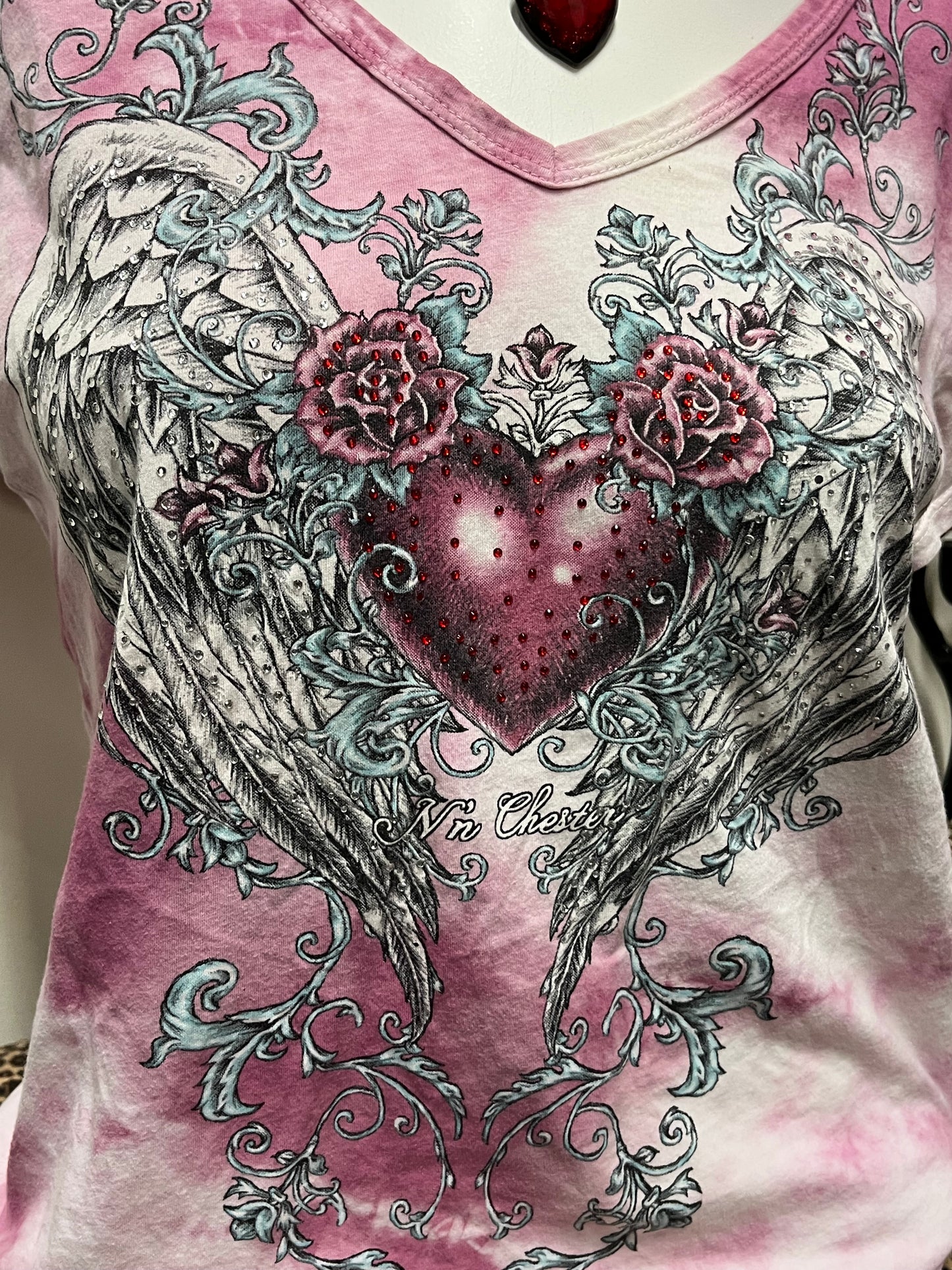 L - Urban X Y2K Rhinestone Graphic Top