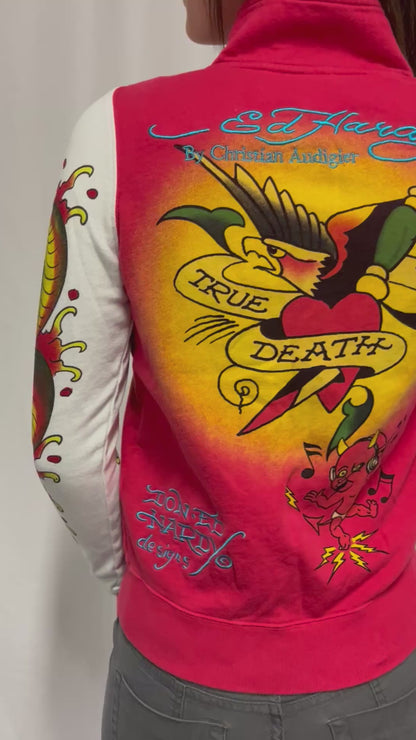 S - Ed Hardy Y2K "Love Kills Slowly" Tattoo Zip Sweatshirt